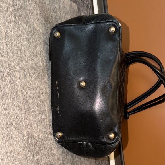 CHANEL Black Quilted Tote with White Logo - Picture 6 of 16